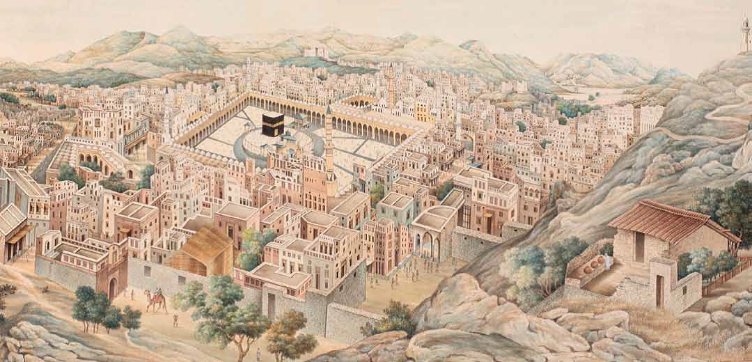 Panoramic view of Mecca c. 1845, Nasser D. Khalili Collection.